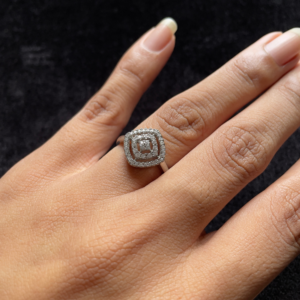 Diamond Mirage Cushion Adjustable Ring