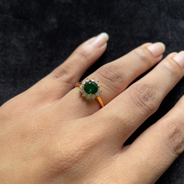 Emerald Bloom Adjustable Gold-Plated Ring