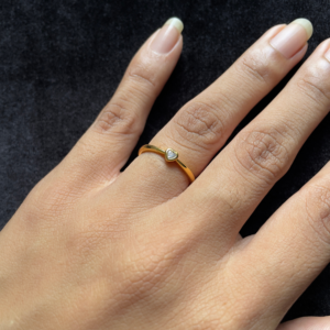 Petite Heart Solitaire Adjustable Gold-Plated Ring