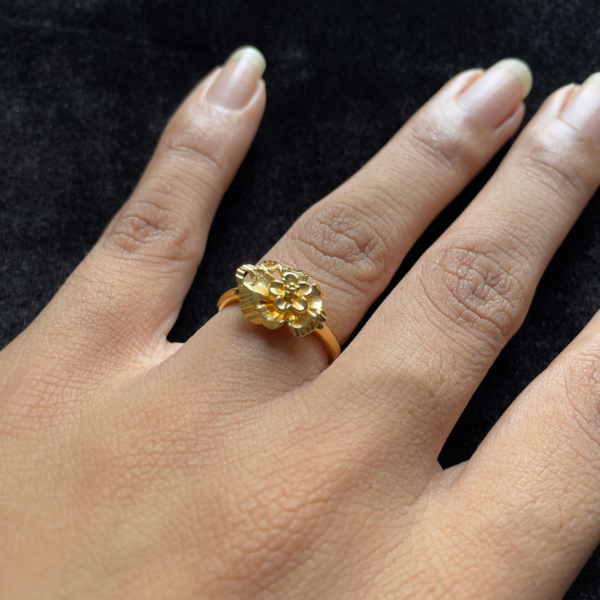 Golden Blossom Gold-Plated Adjustable Statement Ring