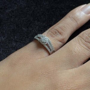 Luminous Duo Halo Ring Set – Silver-Toned