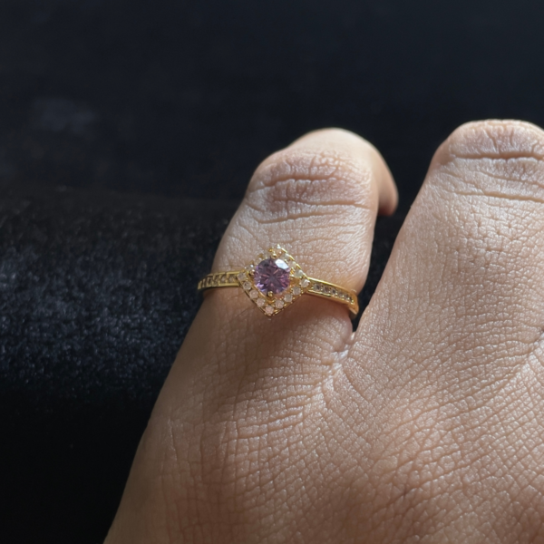 Amethyst Halo Whisper Ring (Size 6)