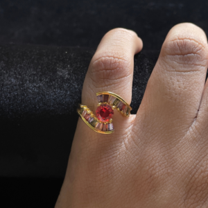 Crimson Arc Statement Ring – Size 6