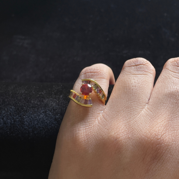 Crimson Arc Statement Ring – Size 6