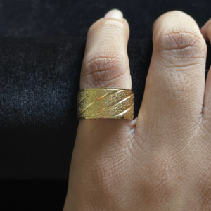 Etched Gold Statement Band (Size 6)